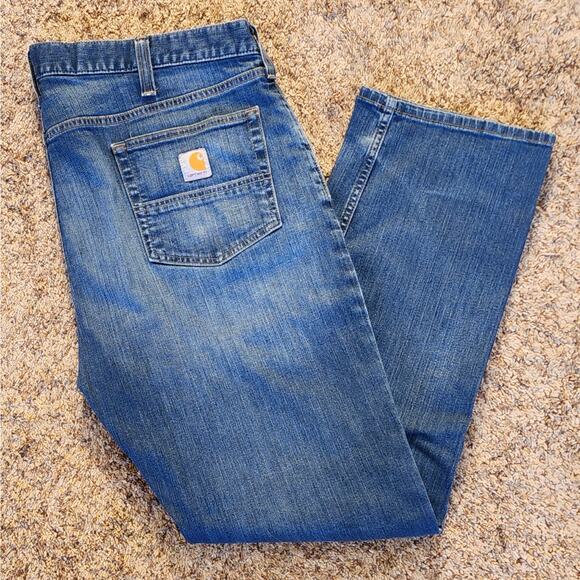 LOT OF 2 Carhartt Mens 40x32 Rugged Flex Relaxed Fit Straight Leg Blue Jeans EUC - Picture 1 of 13